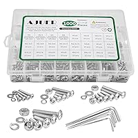 Vista 1 de 1000 piezas ISO7380 M2/M2.5/M3/M4 Tornillos de Cabeza de Botón con Hexágono Interior, Kit Surtido de Pernos Tuercas y Arandelas, Juego de Tornillos