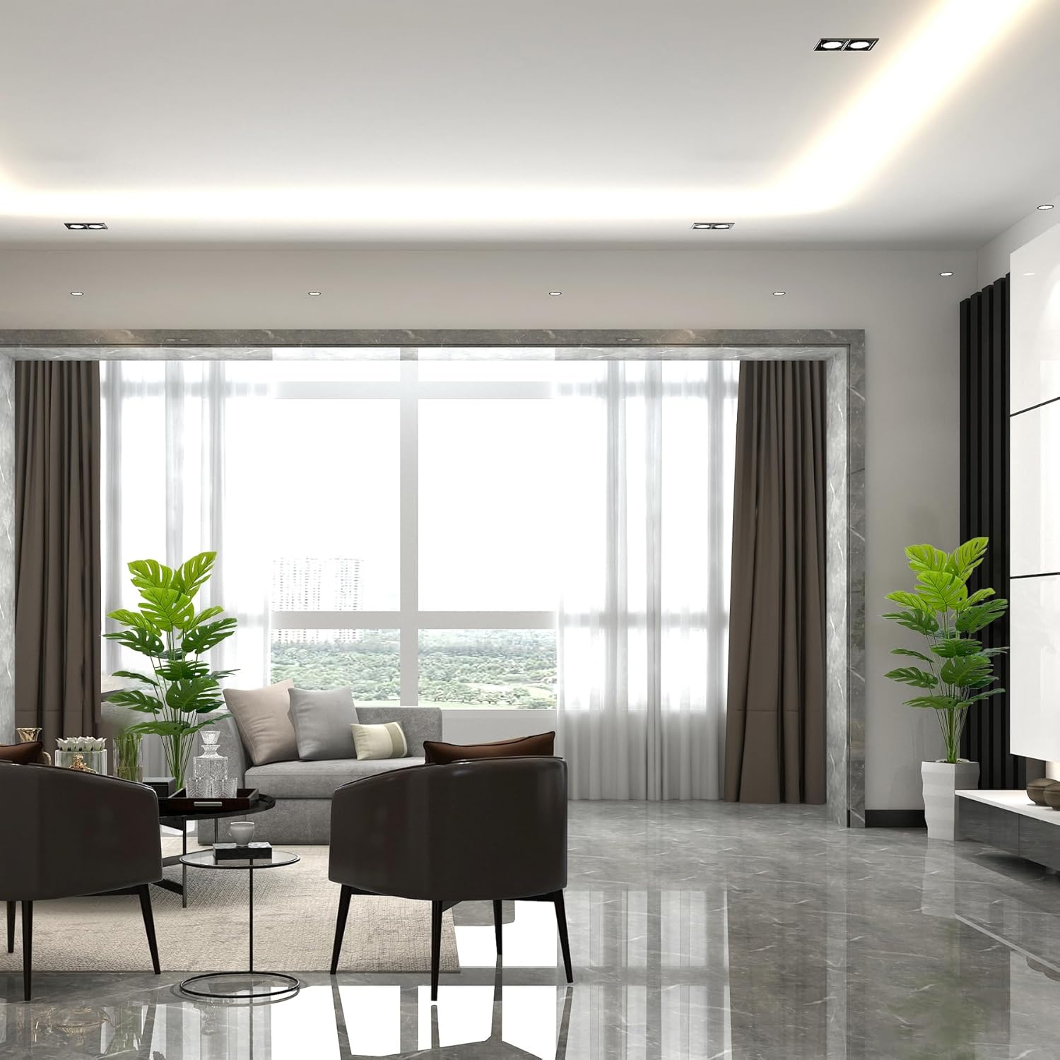 SAJANDAS Set of 2 Artificial Monstera Deliciosa Plants in Pots, Fake Tropical Palm Tree with Greenery Leaves Stems, 43 Inch Faux Swiss Cheese Floor Plants Indoor for Home, Office, Store Decor Artificial Monstera 43 inch image 2 of 7 B0CC9VQR1J