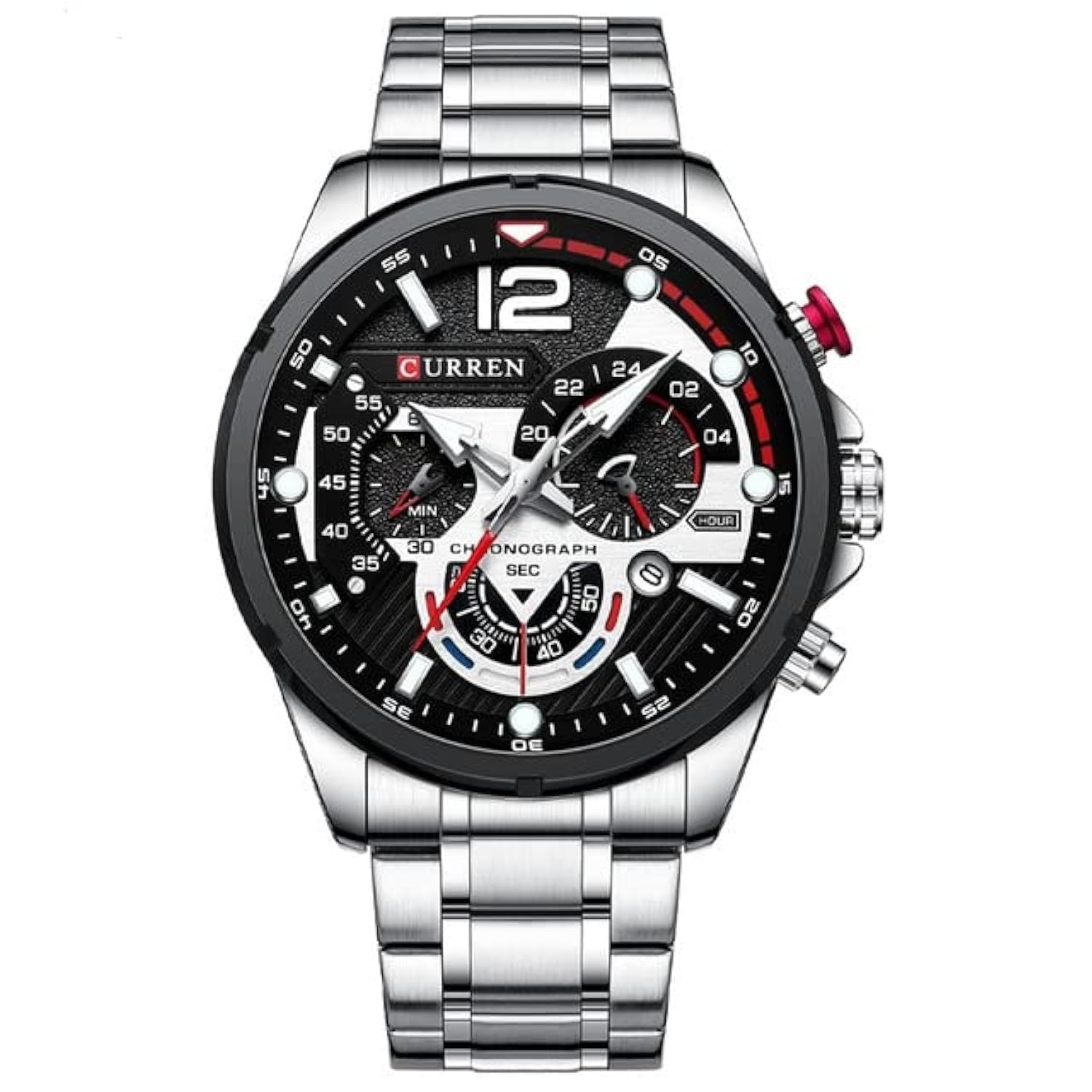 CURREN 8395 Mens Wrist Watch Chronograph Waterproof Sports Brand Luxury Military Style, SILVER, bracelet (B0BLKNM2SL) Amazon Price History, Amazon Price Tracker