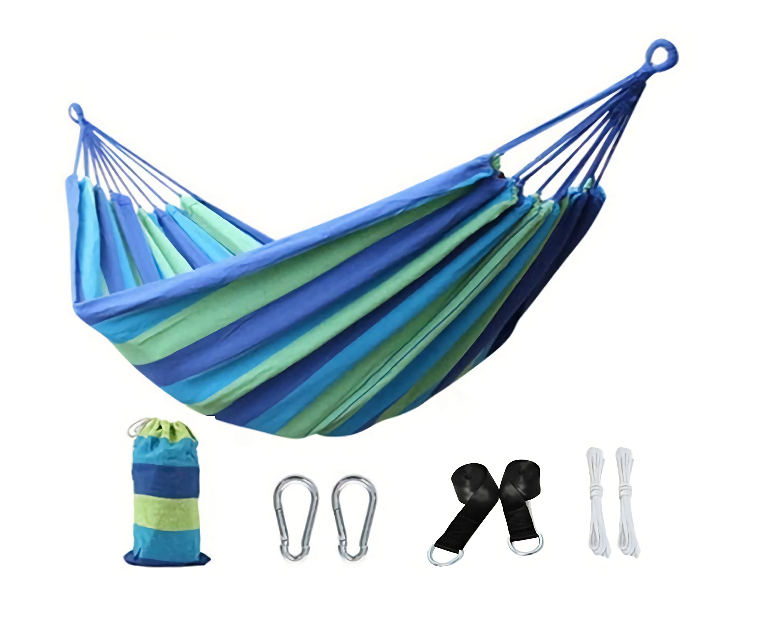 KNC Garden Fabric Camping Hammock with Tree Straps for Hanging Durable Hammock Up to 550lbs,2 Person , Portable Hammock with Travel Bag,Perfect for Camping OutdoorIndoor Patio Backyard, Blue
