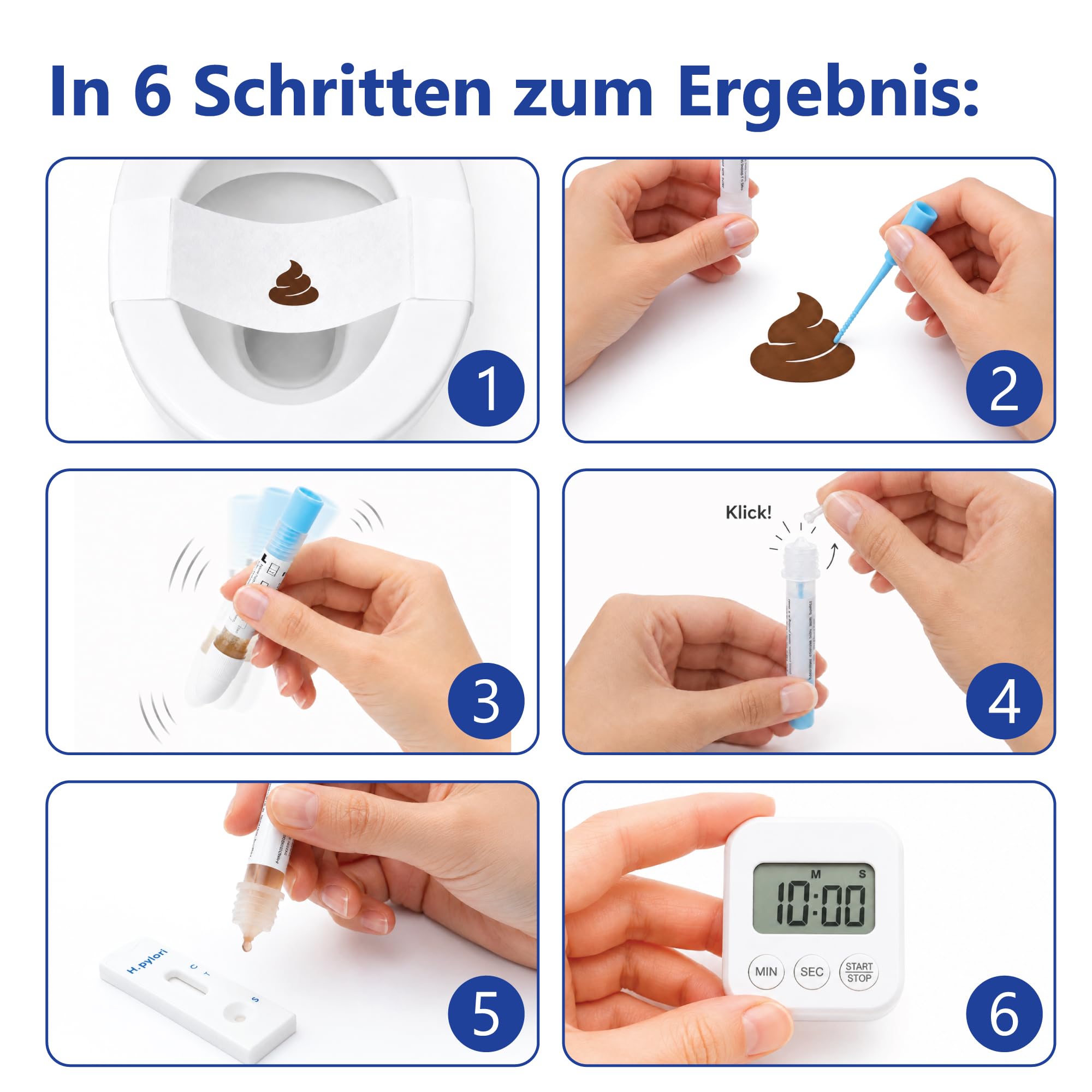 2x LuxmedIQ Helicobacter Pylori Test (Stuhl) - H Pylori Selbsttest für Zuhause - Schnelltest bei Magen Beschwerden wie Sodbrennen oder Gastritis