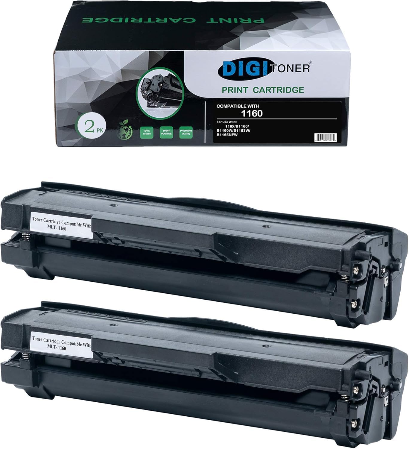 Compatible B1160 1160 1165 Toner Cartridge Replacement for Dell 331-7335 B1160 1160 1165 YK1PM HF442 Toner Cartridge for Dell 1160 B1160 B1160W B1163w B1165nfw Printer, Black [2 Pack]
