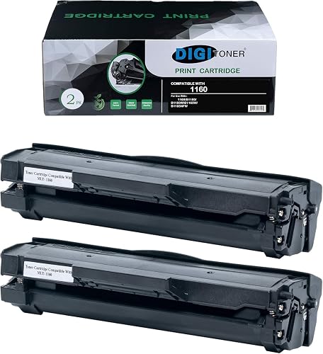 DIGITONER Compatible DELL1160 DELL B1160 DELL 1160 DELL1165 Toner Cartridge – Replacement for Part Numbers 331-7335. YK1PM, HF442 for imageCLASS Dell 1160 B1160 B1160W B1163w B1165nfw– Black [2 Pack]