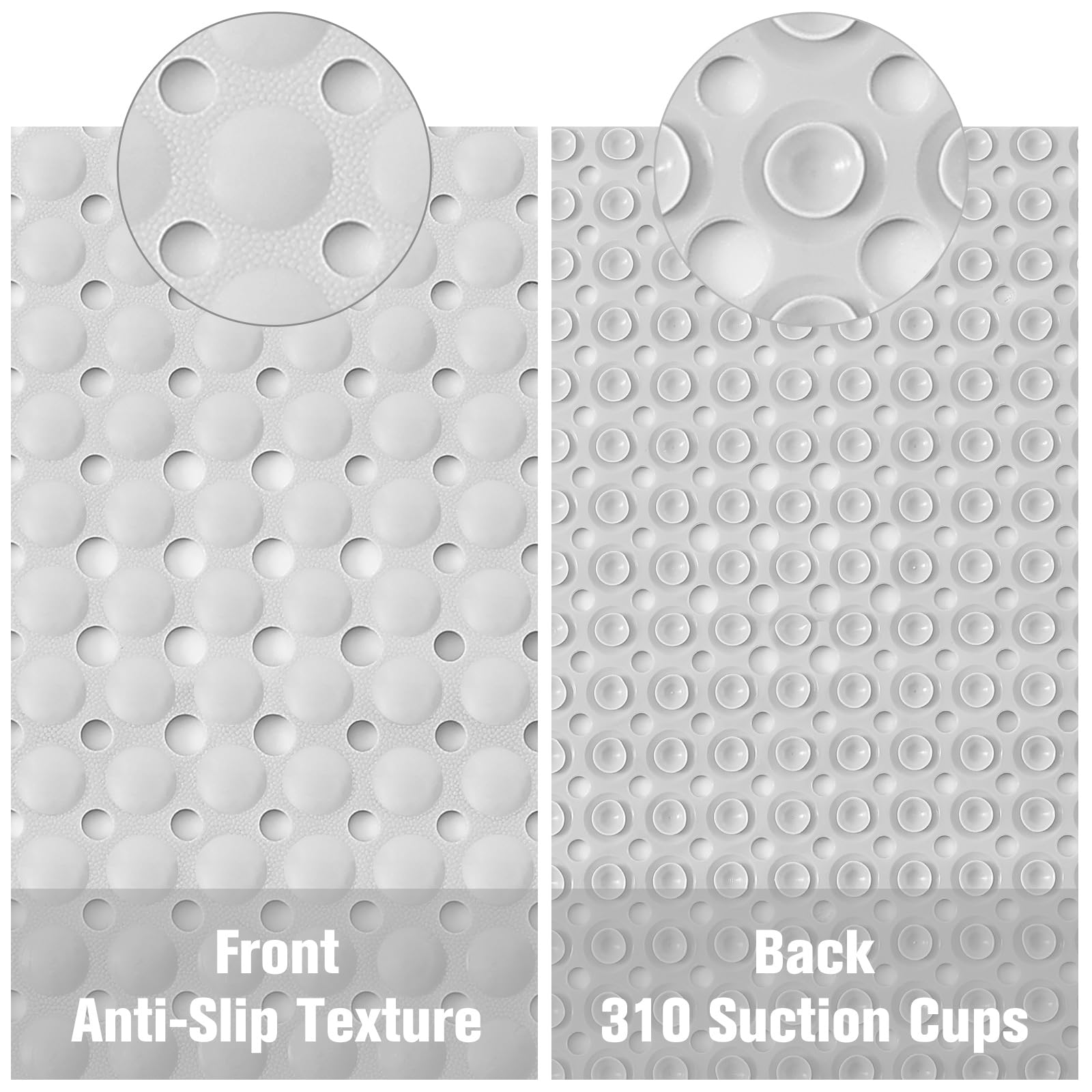 BASVII Tappeto Doccia Antiscivolo 100 x 40 cm, Senza BPA, Resistente Alla muffa Lavabile in Lavatrice, Tappetino Doccia Antiscivolo per Vasche da Bagno, Pavimenti del Bagno (Bianco)