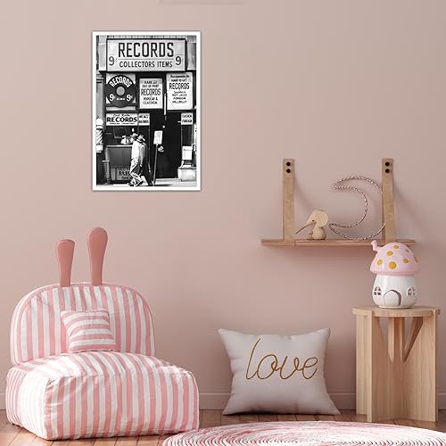 Miniatura 8 de Póster vintage de tienda de discos retro, fotografía en blanco y negro, arte de pared, tienda de música, pósteres de moda estética, lienzo impreso