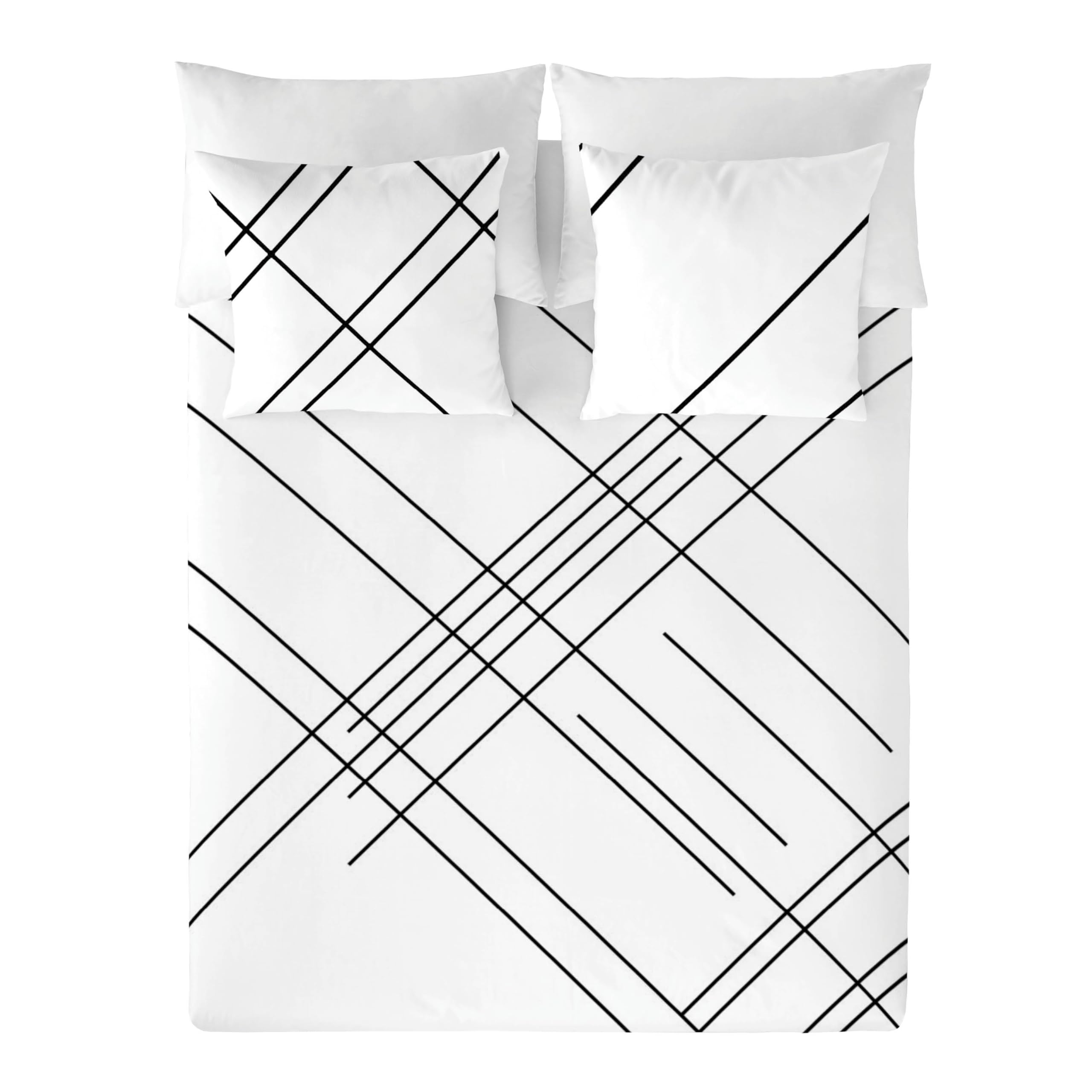 NATURALS - Funda Nórdica Estampada 100% Algodón Natural - Cama 150 - Incluye 2 Fundas de Almohada 45x90 cm, Tacto Suave, Certificado OEKOTEX - Colección 2024/2025 (Line, 240x220 cm)