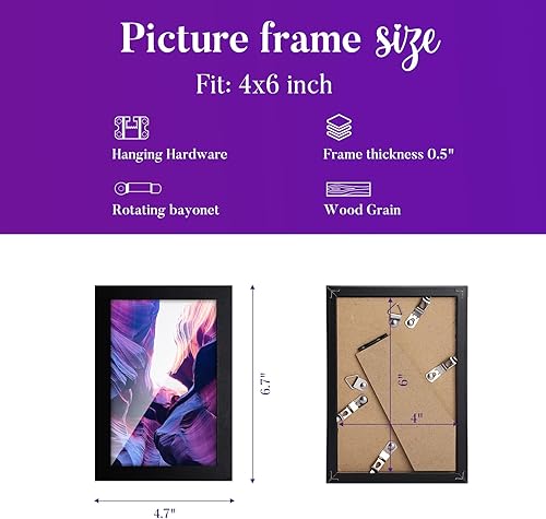 Miniatura 4 de TWING Juego de 6portarretratos de fotos de 4x6pulgadas, marco de collage de fotos para decoración de pared o exhibición de mesa, madera compuesta
