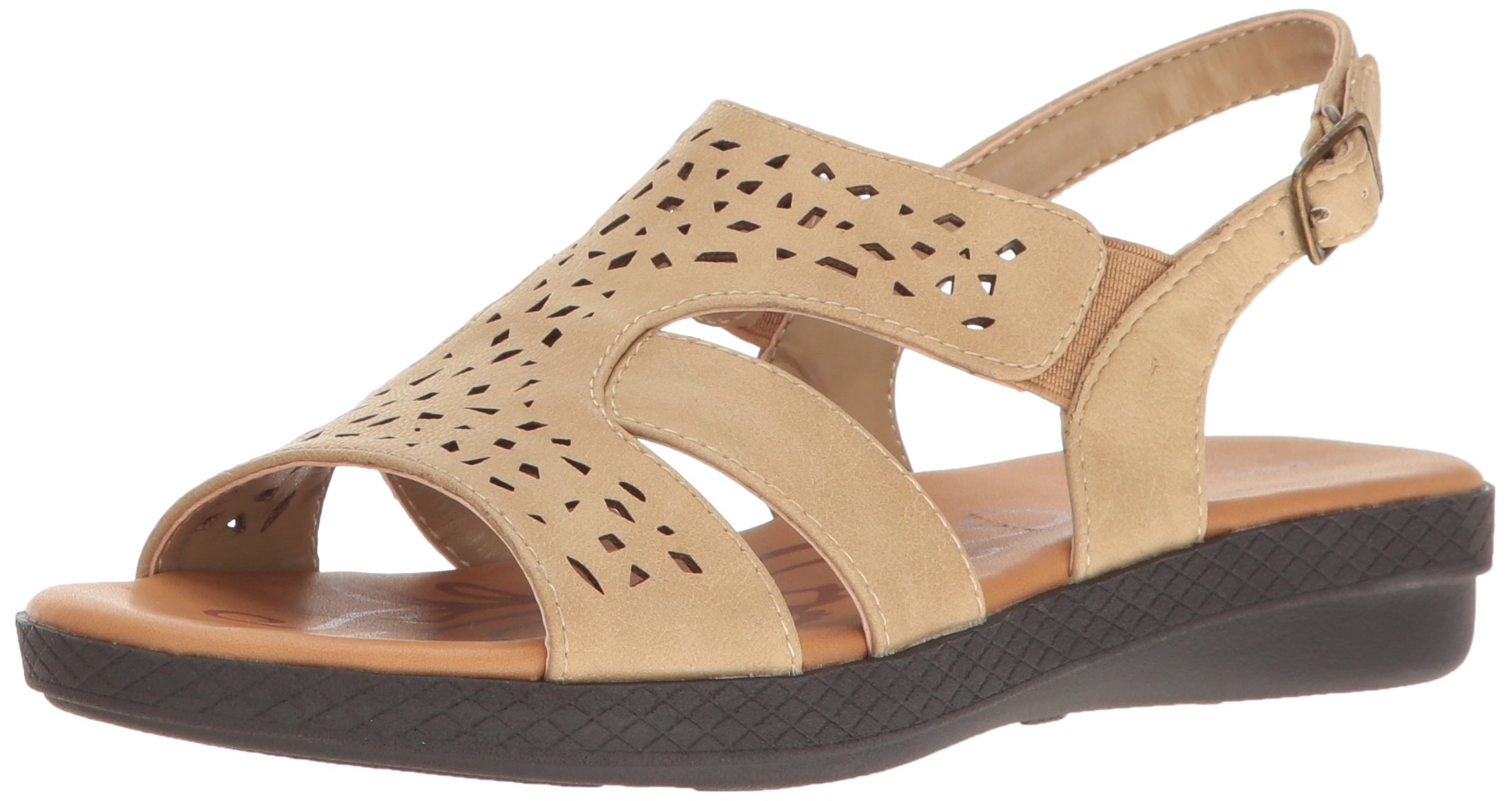Easy Street Women's Bolt Flat Sandal beige Size: 8.5 Wide