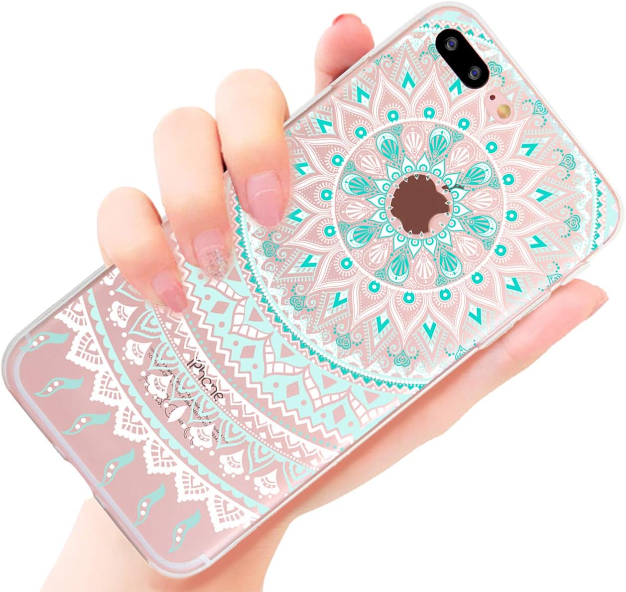Zeronal iPhone 8 Plus Case Mandala iPhone 7 Plus Cases, Slim Flexible Clear Shockproof TPU Soft Lightweight Flower Design Cover, Full Protection Phone Case for iPhone 8 Plus / 7 Plus 5.5" - Mandala
