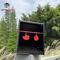 Vista 6 de Atflbox Trampa para pistola BB de 7 x 9 pulgadas con 10 objetivos de papel y siluetas de metal giratorio, objetivos de disparo para patio trasero
