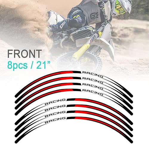 Miniatura 4 de KETABAO MX - Cinta adhesiva para llantas de bicicleta R02 (21 18 pulgadas), compatible con YZ125X YZ250X YZ250FX YZ450FX 20 (rojo)