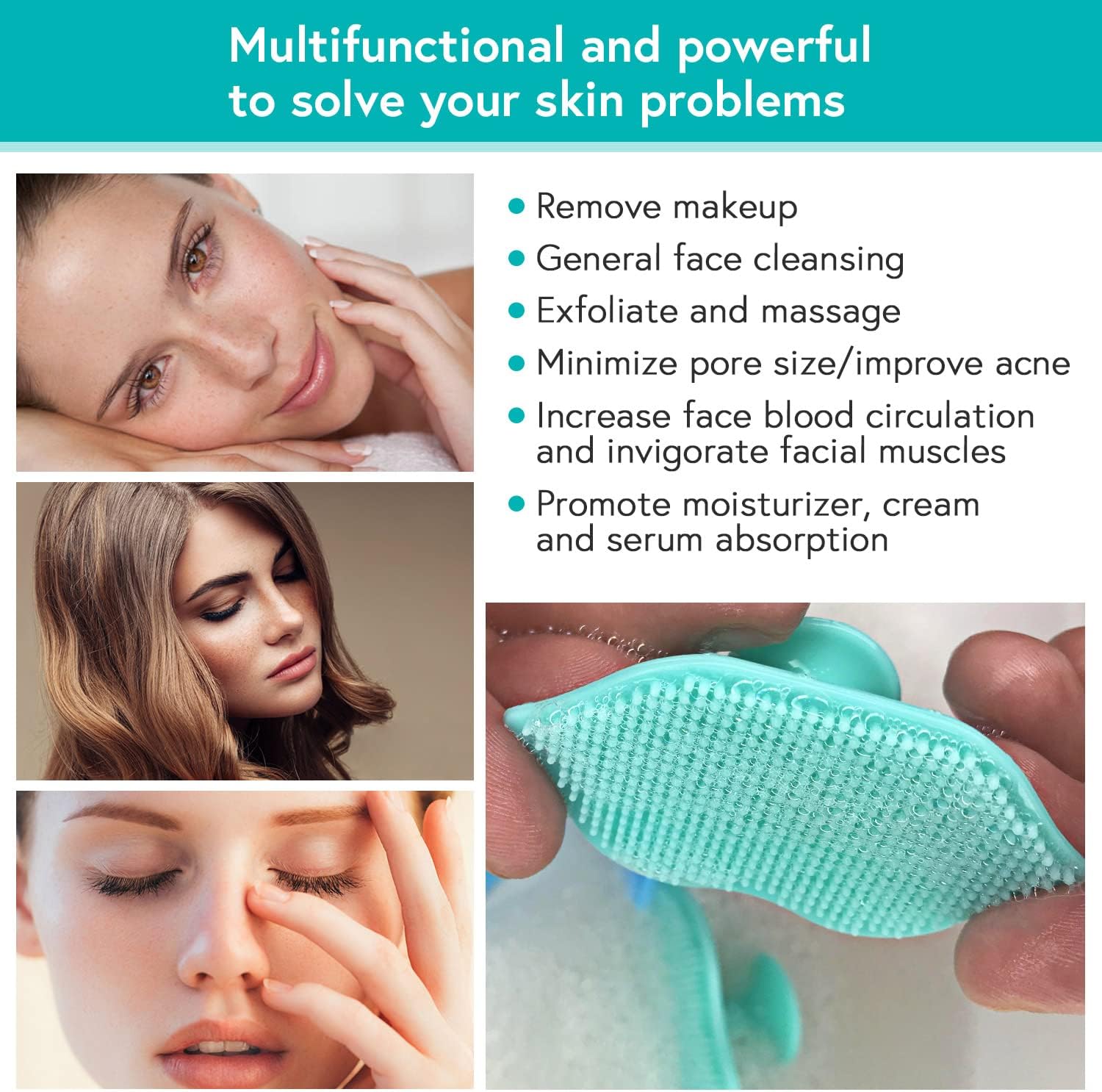 Silicone Face Scrubber Soft Facial Cleansing Brush Blackhead Srubber Cleanser Brush for Exfoliating Massage Face for All Skin Types(5 pcs)