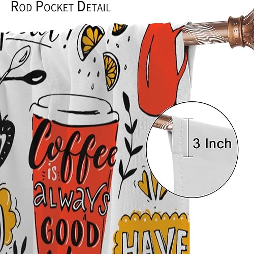 Miniatura 6 de Cortinas de café para cafetería, diseño artístico de grafiti, decoración de sala de estar, cafetería, cocina, dormitorio, cortinas opacas para