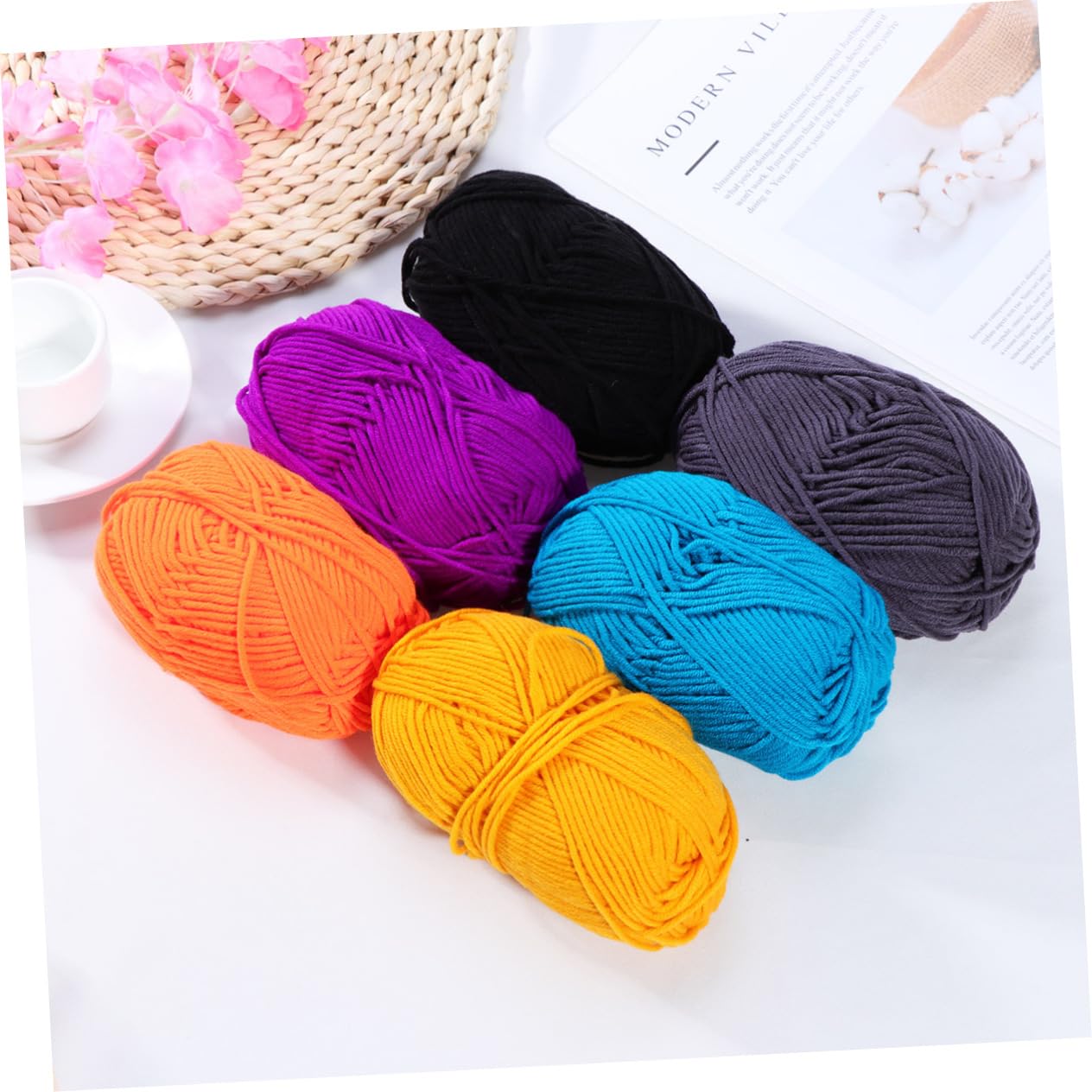 SHINEOFI 12 Pezzi 50g Filato di Cotone al Latte per Uncinetto e Maglia, Morbido e Caldo, per Cappelli, Sciarpe e Progetti Fai da Te di Feltro a Inumidimento Colore Casuale