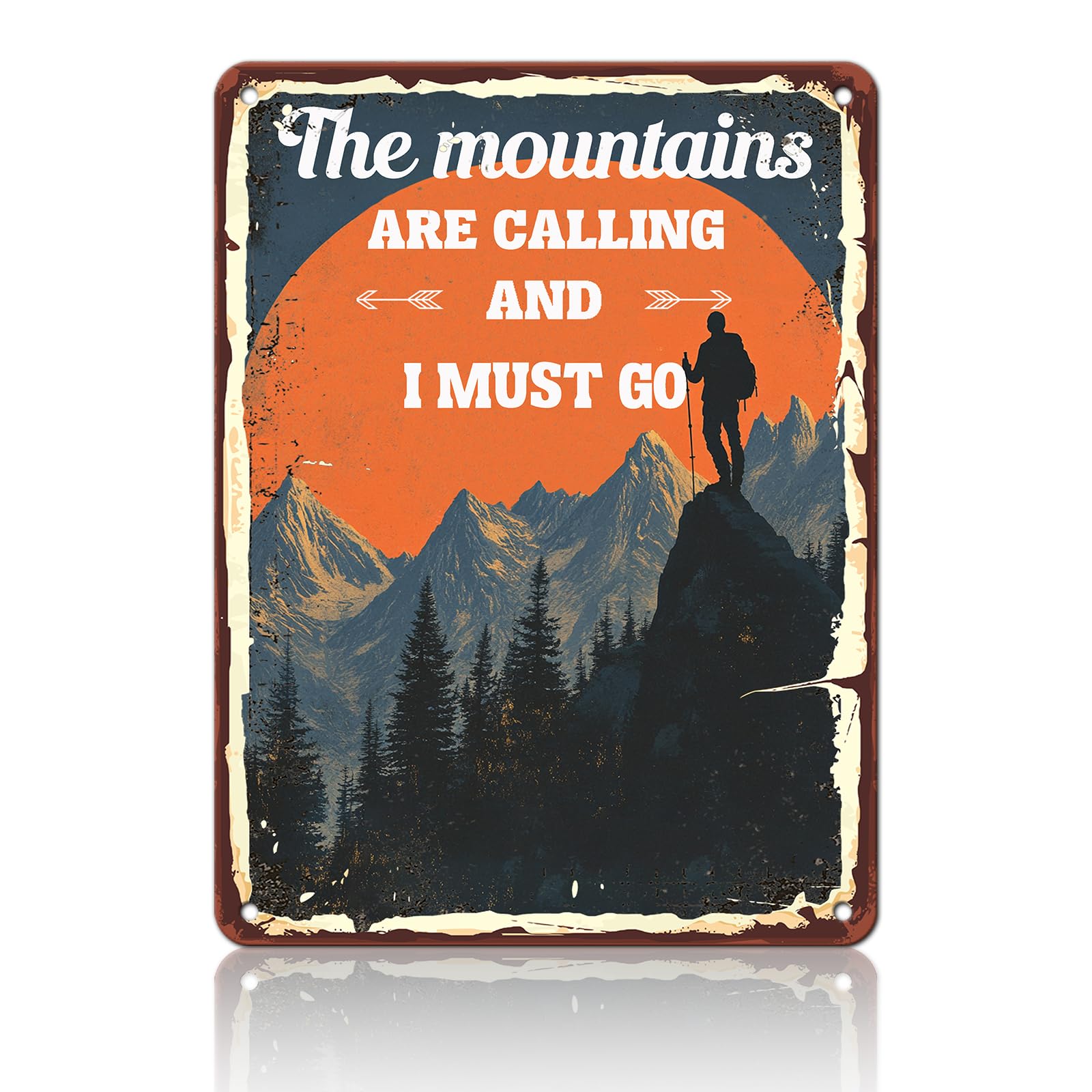 Anceky Funny Metal Tin Signs The Mountain are Calling and I Must Go Vintage Metal Sign Retro Wall Decor for Home Bar Pub Cafe Garage Man Cave Garden Yard 12×16 Inch