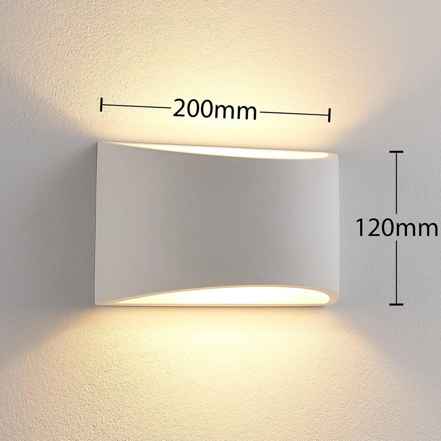Technical drawing of the Lindby Heiko wall lamp showing its dimensions: 200mm width and 120mm height.