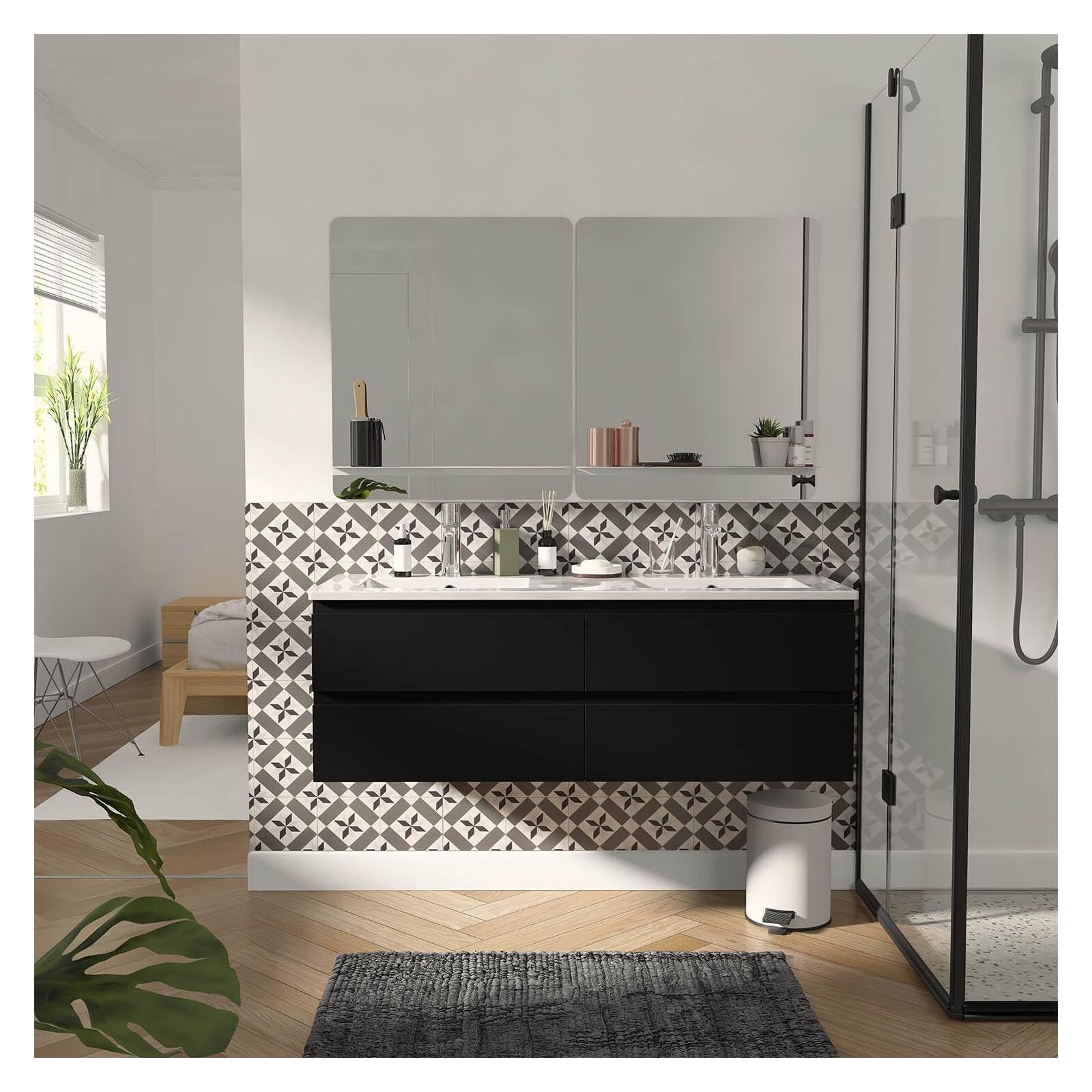 Waschtischunterschrank, 120 cm, Schwarz Carbon Sorrento