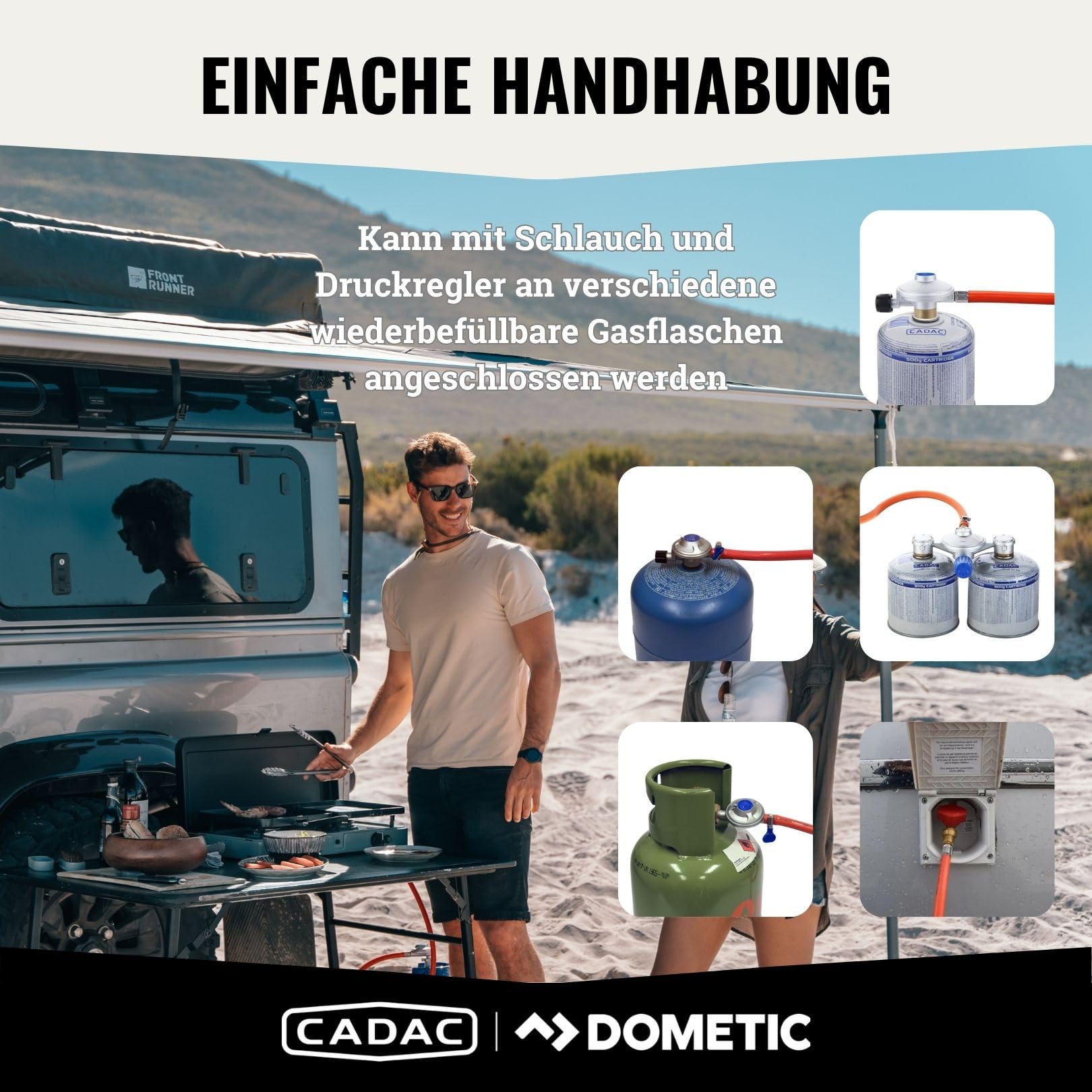 CADAC - 3 Cook Turbo FFD Deluxe - 50mBar - Grillen - Tragbare Grills - Kochfläche aus Edelstahl - Inkl. Schutzhülle - Campingplatz - BBQ-Must-Haves