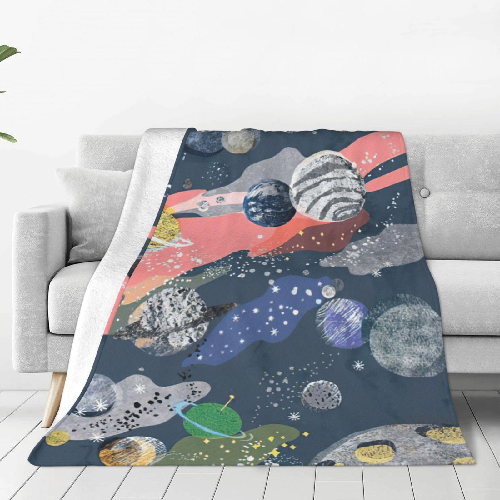 Couverture polaire cadeau imprimé planète pour toute la famille