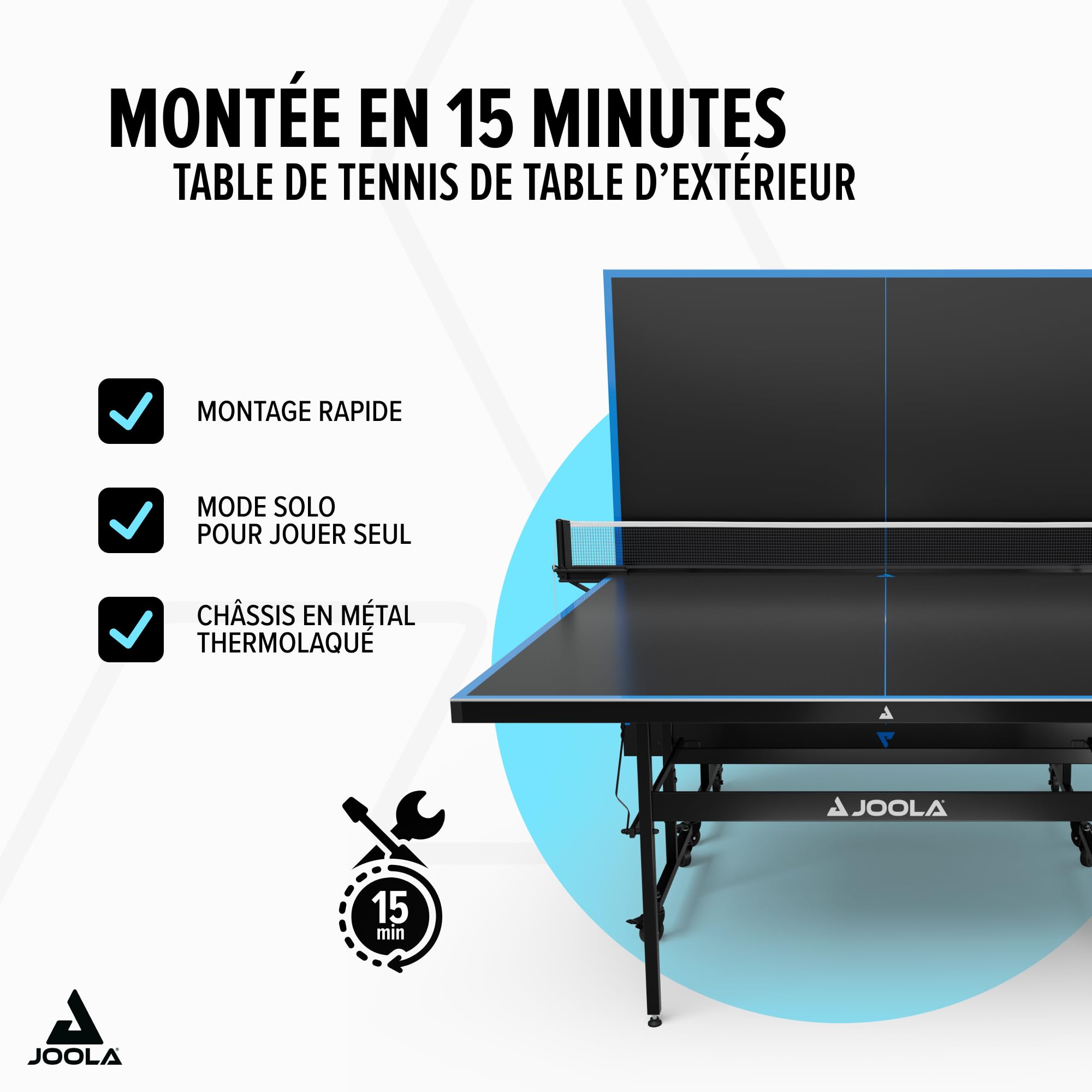 JOOLA Table de ping-Pong Professionnelle en Aluminium 6 mm - Surface Composite résistante aux intempéries - Montage Rapide