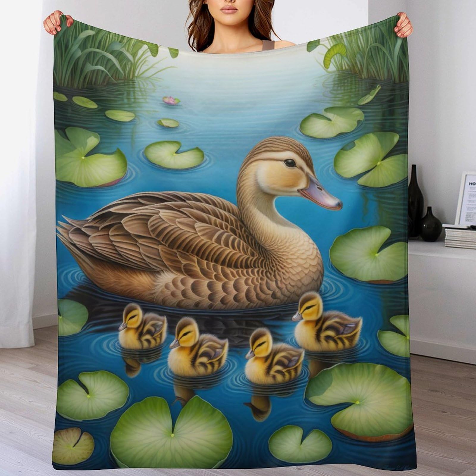 Manta de pato para sofá de franela y forro polar suave de 150 x 200 cm