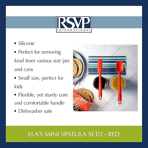 Miniatura 6 de RSVP International Ela's Favorite - Espátula de silicona sin BPA, color rojo, 8 pulgadas, para raspar baterías, voltear huevos, pasteles de hielo