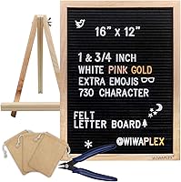 Vista 1 de Tablero de letras de fieltro negro, letrero de tablero de palabras, tablero de letras intercambiables de 16 x 12 pulgadas con 730 tableros