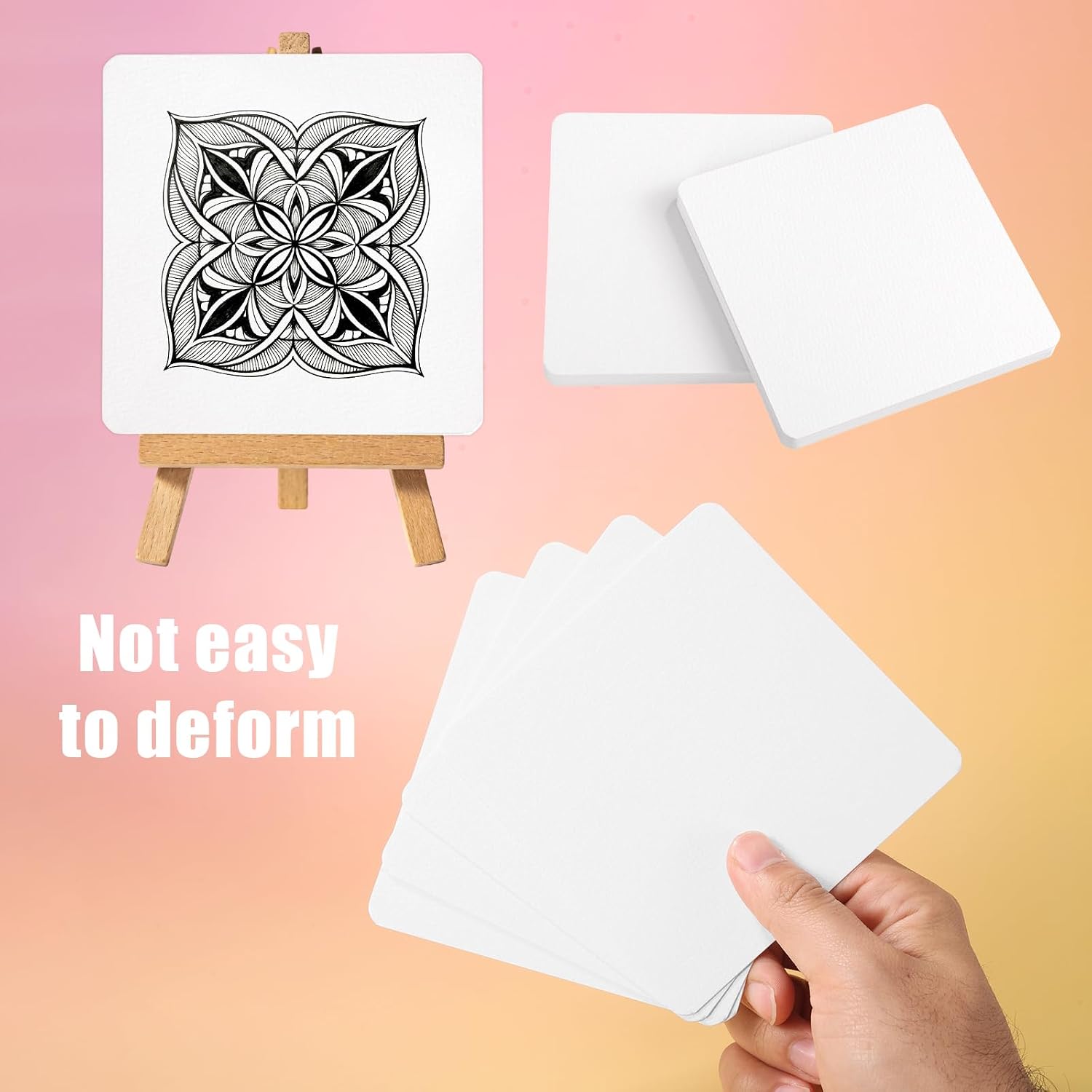 60pcs Zen Tiles, 4.49x4.49in/11.4x11.4cm Zen Art Paper Artist's Tiles for Tangles Patterns Mandalas Calligraphy Watercolor Filigree & Miniature Painting Supplies