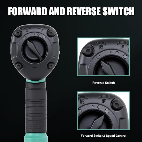 Miniatura 5 de Llave de impacto neumática de 12 pulgada, unidad cuadrada, resistente, 880 ft-lbs, salida de par de aflojamiento máximo, llave de impacto neumática,