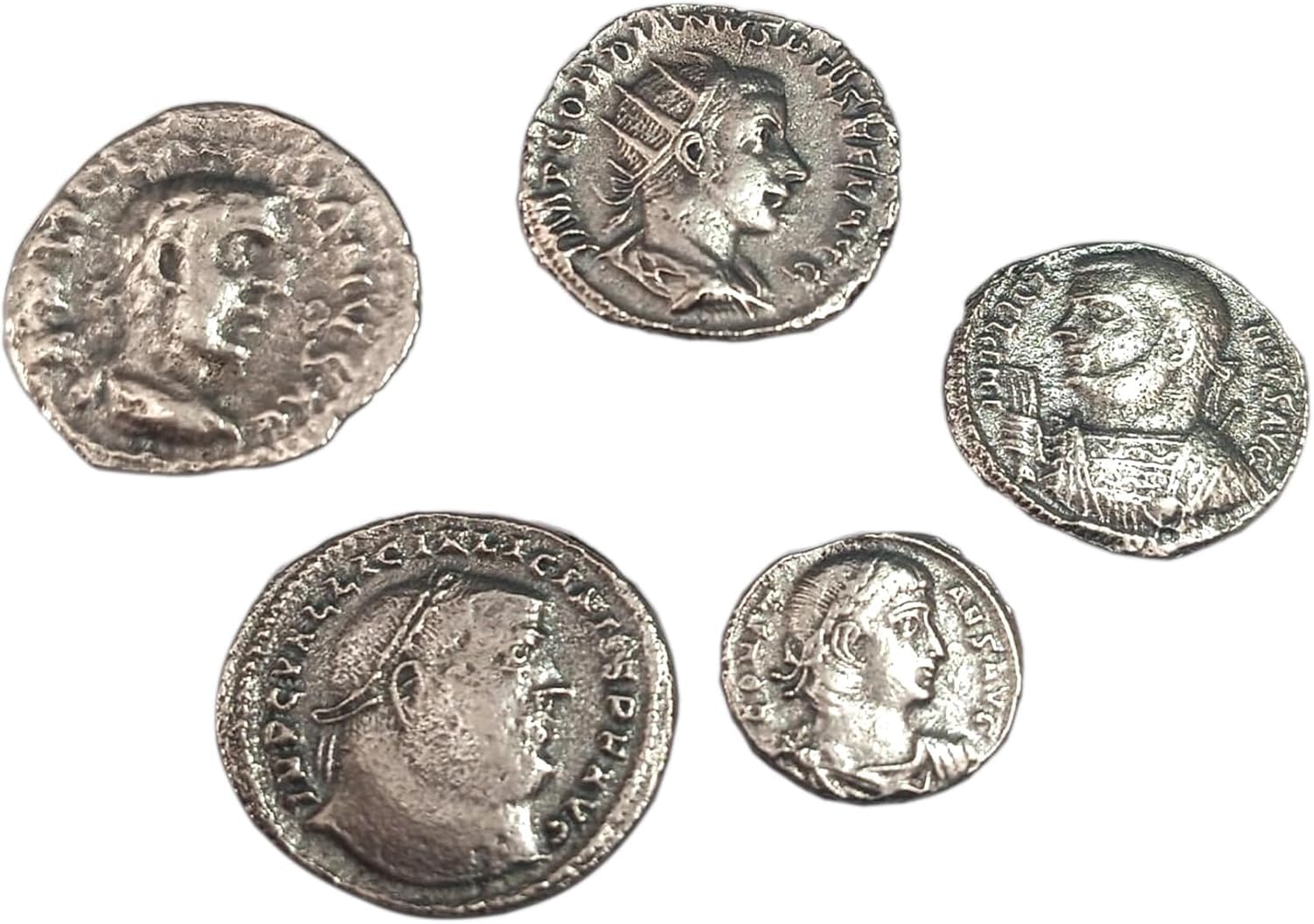 lazzaro italy Ancient Roman Imperial Coins Silver-Plated - Reproduction Set of 5 Roman Emperors - Handmade Italian Craftsmanship