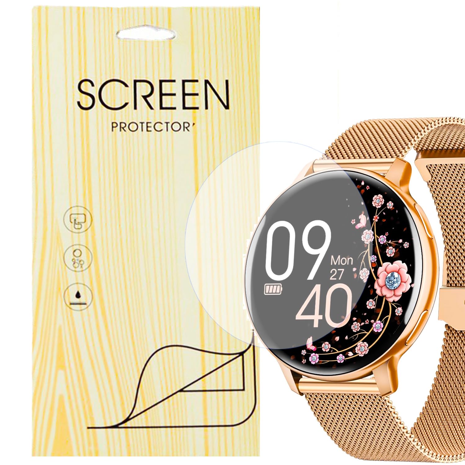 MBROS Compatible para [6 Pedazo Protector] Blando Protector Pantalla Compatible para Smartwatch HASAKEI Reloj Inteligente Mujer 1.39" S53 (6 Pedazo)