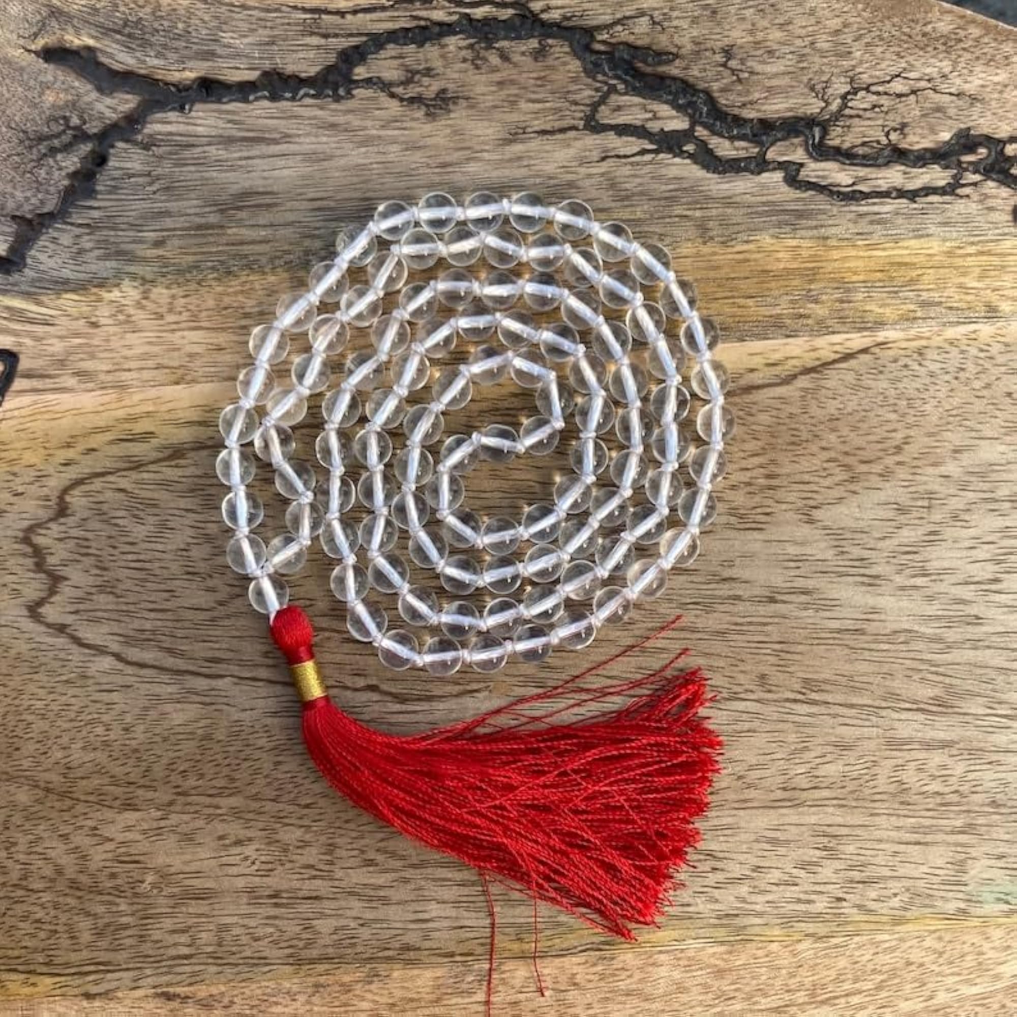 Natural Clear Quartz 6MM Beaded Handmade Prayer Mala Necklace