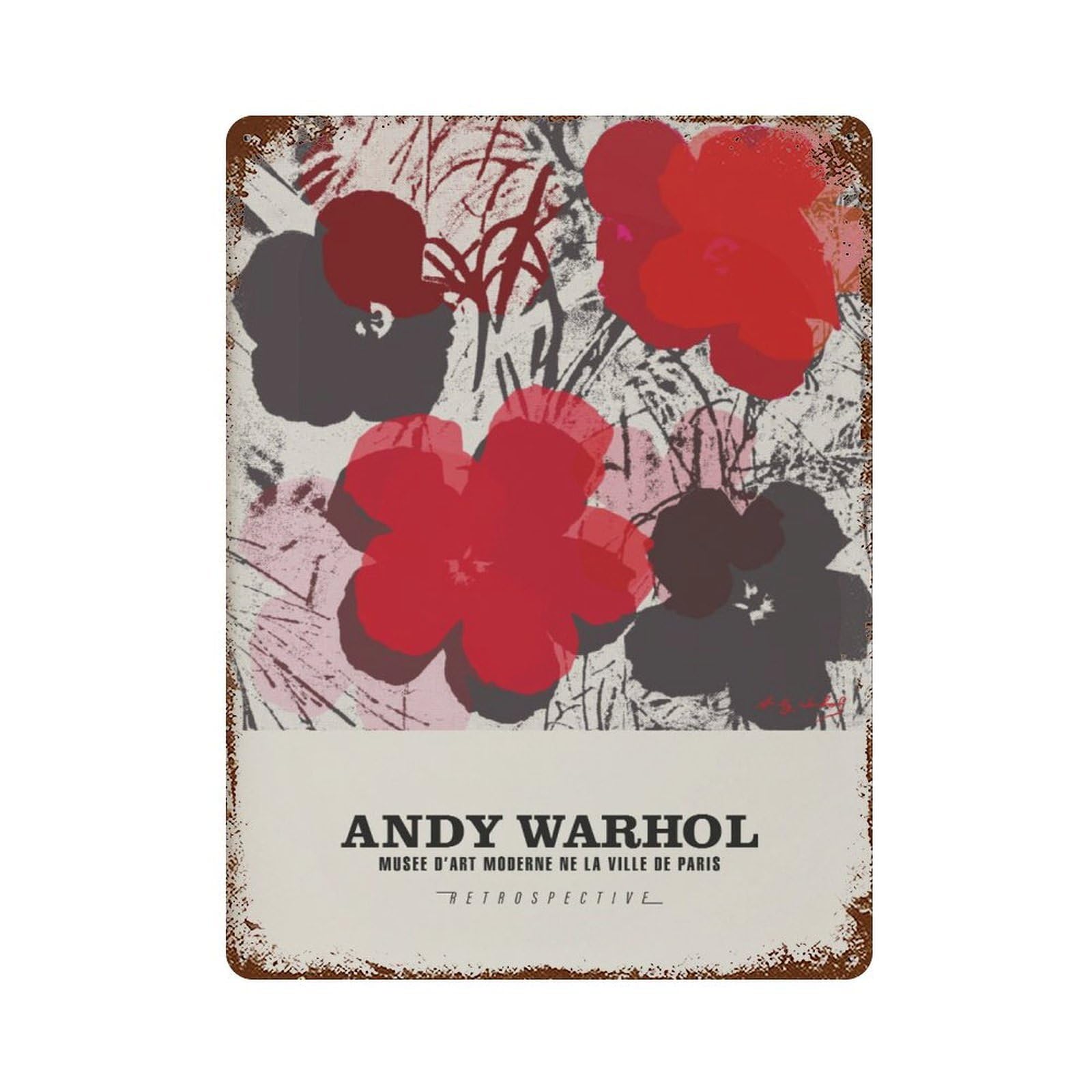 xiaoxiaoshen Andy Warhol Flowers Exhibition Pop Wall Decor Art Metal Tin Poster Modern Home Decor Art Home Bar Shop Decorations Vintage Sign 40x30cm