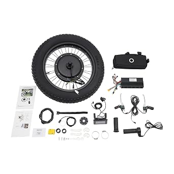 48V 1500W Electric Bicycle Conversion Kit, 20" Ebike Rear Hub Motor Wheel Kit with PAS Sensor and LCD Display Snow Bike Electric Bicycle Fat Snow Tire Motor Kits Brushless Gearless Hub Motor