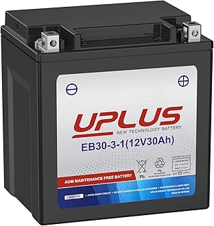 UPLUS YTX30L-BS Motorcycle Battery, YIX30L-BS Replacement Maintenance Free & High Performance, EB30-3-1 AGM Batteries ETX30L UTV Snowmobile ATV Battery, 12V 30AH 400CCA