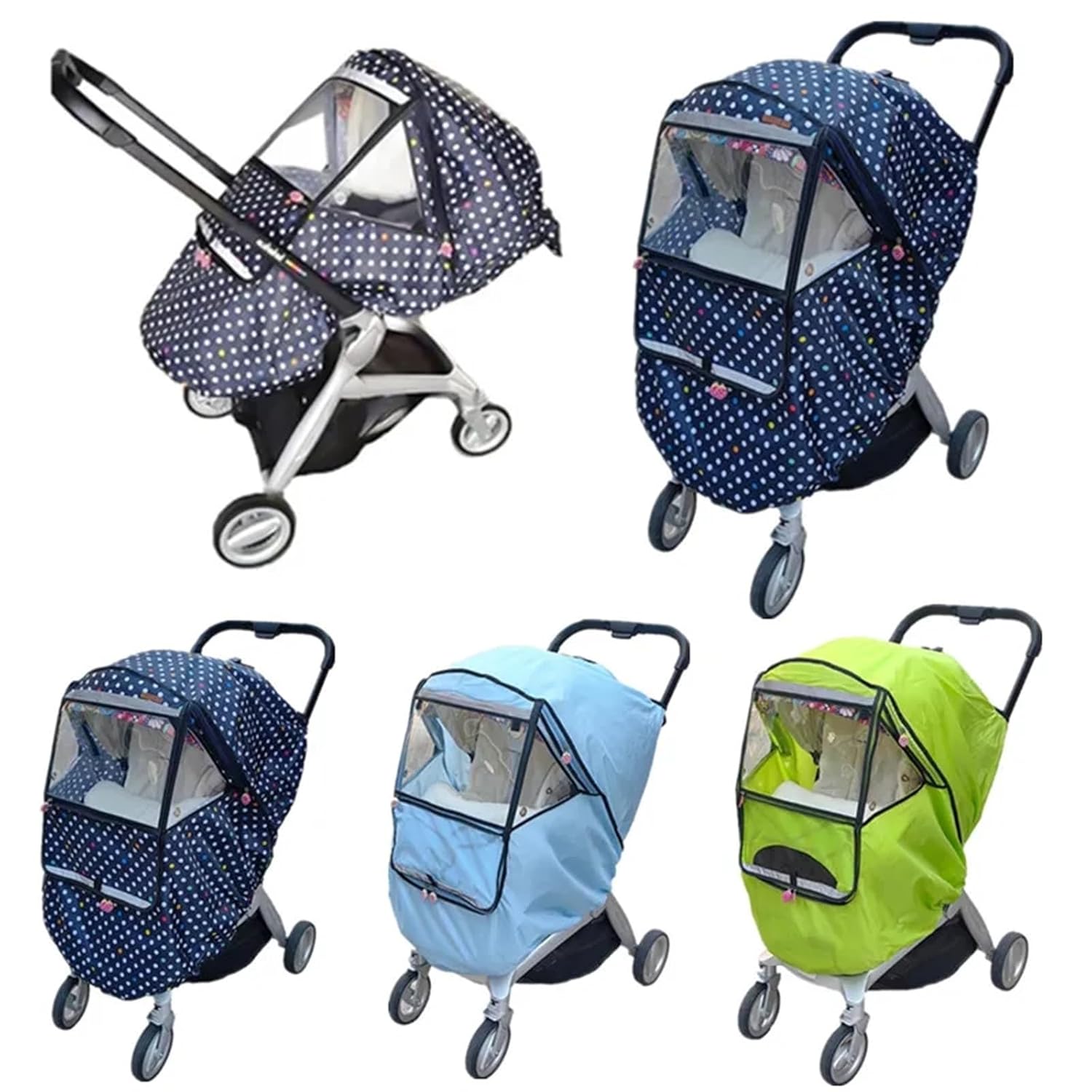 Universal Baby Stroller Rain Cover Accessories Thick Waterproof Windproof Oxford Pushchair Protective Rain Cover Weather Shield(ColorG)