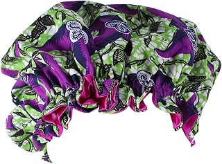 Beatifufu Faixa De Cabeça De Maquiagem De Cetim De Dupla Camada Para Gorro De Cabelo Cacheado Para Dormir Chapéu De Dormir Ajustável Chapéu De Banho Para Dormir Capa De Cabeça Para