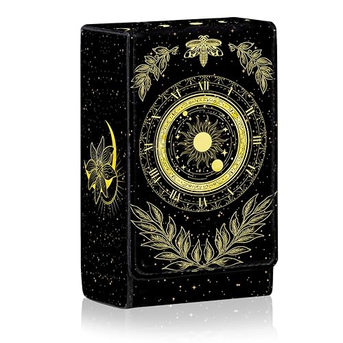 zyrnathar Tarot Card Holder Case, Sun and Moon Pattern Design Leather TarotDeck Storage Pouch Fits Tarot Decks and Playing Cards,Accessories for Divination, Sacrifice, Magic, Witchcraft (Tarot C) - Tarot C