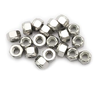 50pcs Nylon Insert Hex Lock Nuts, 1/4-20 Inch Lock Nuts, 304 Stainless Steel Silver