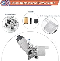 Vista 3 de Adaptador de ensamblaje de carcasa de filtro de enfriador de aceite del motor con junta de colector de escape, compatible con vehículos Chevy Buick