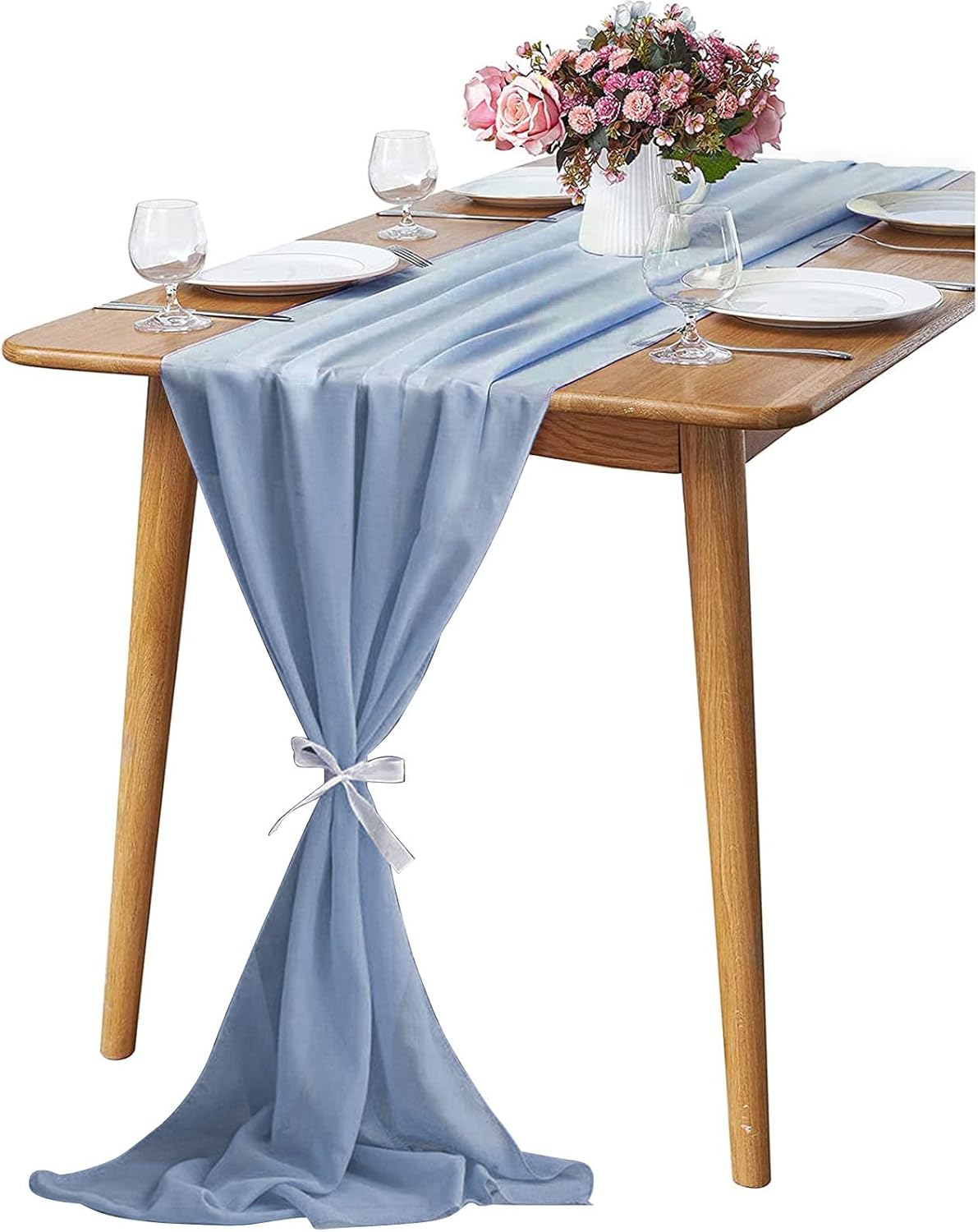 Waylipun Runner Da Tavola In Chiffon, 70 X 300 Cm, Lavabile, Runner Per La Tavolo Do Pranzo In Chiffon Table Per Decorazioni, Per Matrimoni
