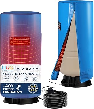 H&G Lifestyles Heated Well Pressure Tank Cover Insulated 16 Inches | Heating Well Tank Insulation Jacket, Water Well Tank Cover Heater Freeze Proof,Freeze Protection Down to -20F/-28C