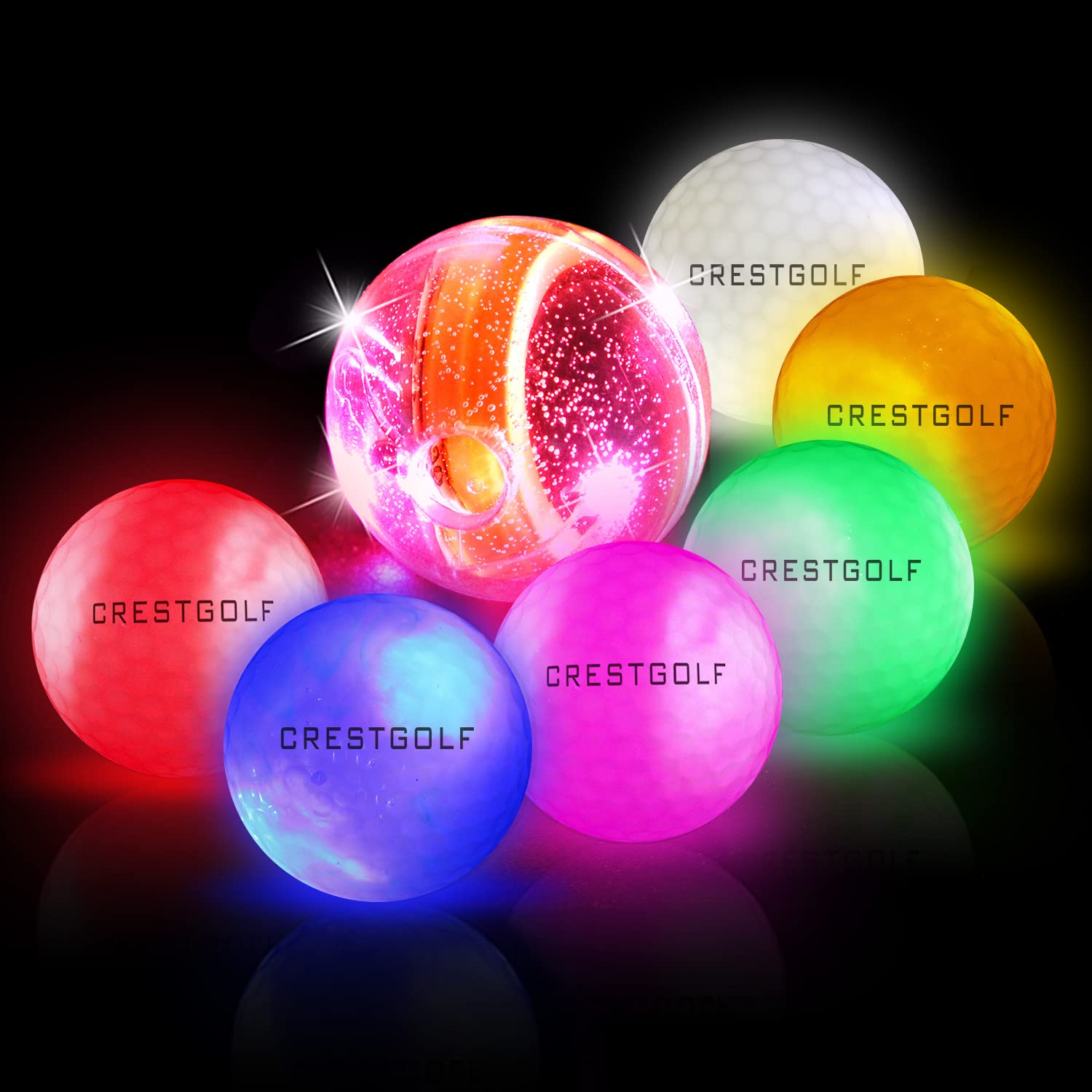 CRESTGOLF 3 unidades/6 bolas de golf LED brillantes para la noche, 4 luces LED, bolas de golf muy brillantes y perfectas para golf de larga distancia