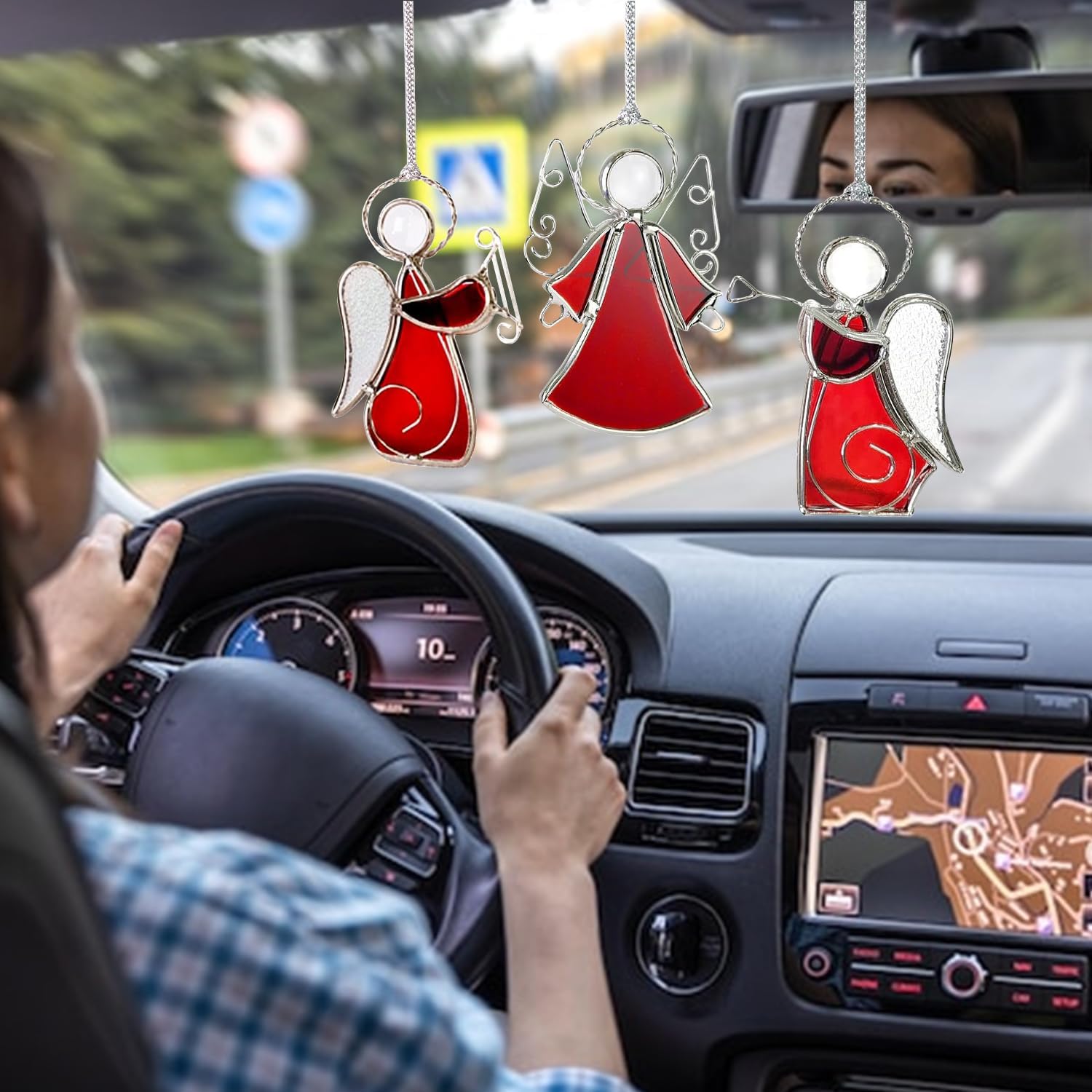 3PCS Handmade Angel Stained-Glass Sun-Catchers for Window Hangings, Stain Glass Angel Suncatchers Ornament Gifts for Women,Christmas Tree Decor Memorial Gifts for Mother's Day Valentine's Day - Image 5