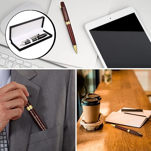 Miniatura 5 de Chinco Juego de 2 bolígrafos negros con versículo bíblico con fundas forradas de satén, 5.5 in de longitud, bolígrafo de acción giratoria, adecuado