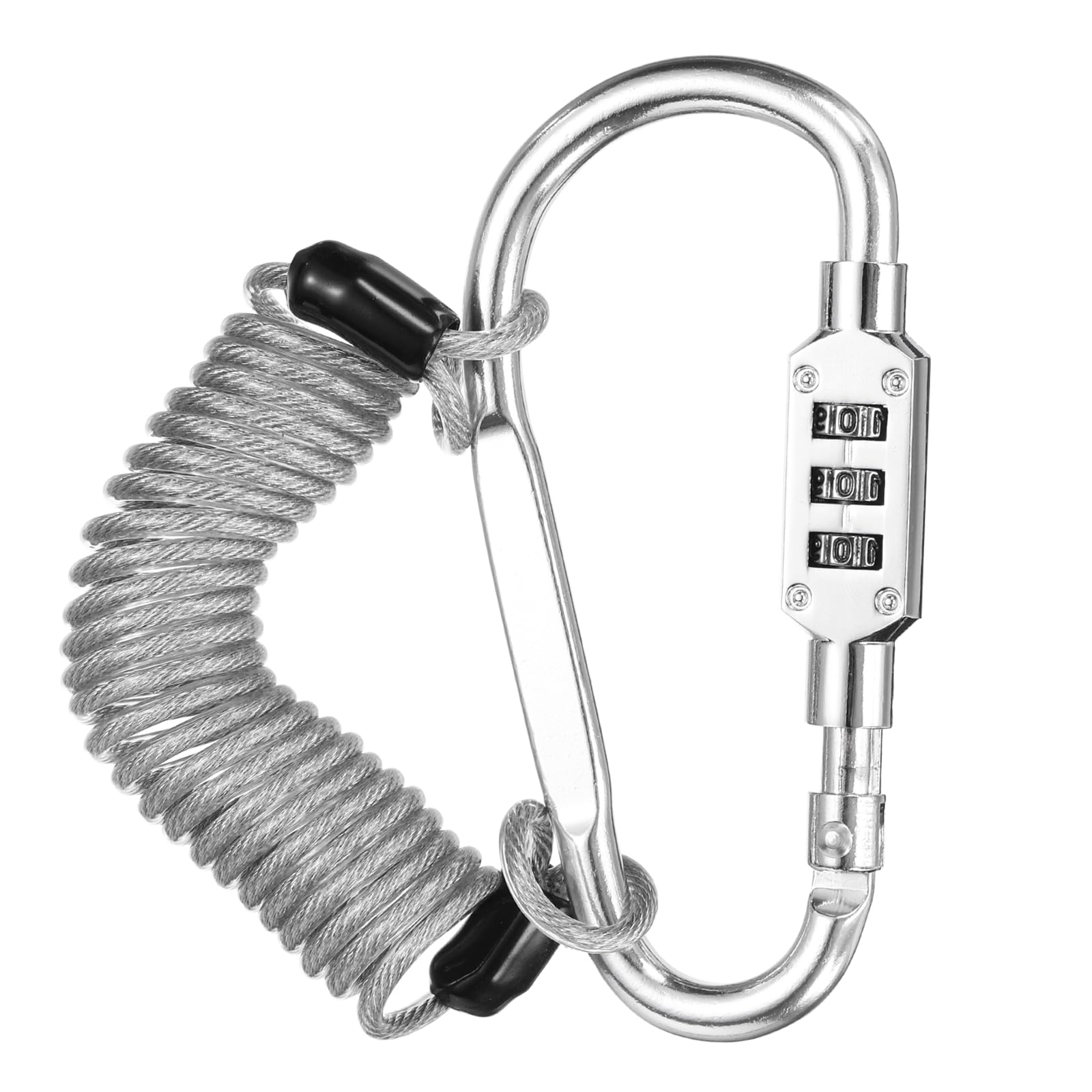 PATIKIL Security Steel Cable Lock, (4.9 Feet, Silver), Double Loop Safety Wire Rope with 3.8" D-Shaped 3-Digit Code Combination Lock, Suit for - Bicycles/Motorcycle/Suitcase/Luggage — image 1