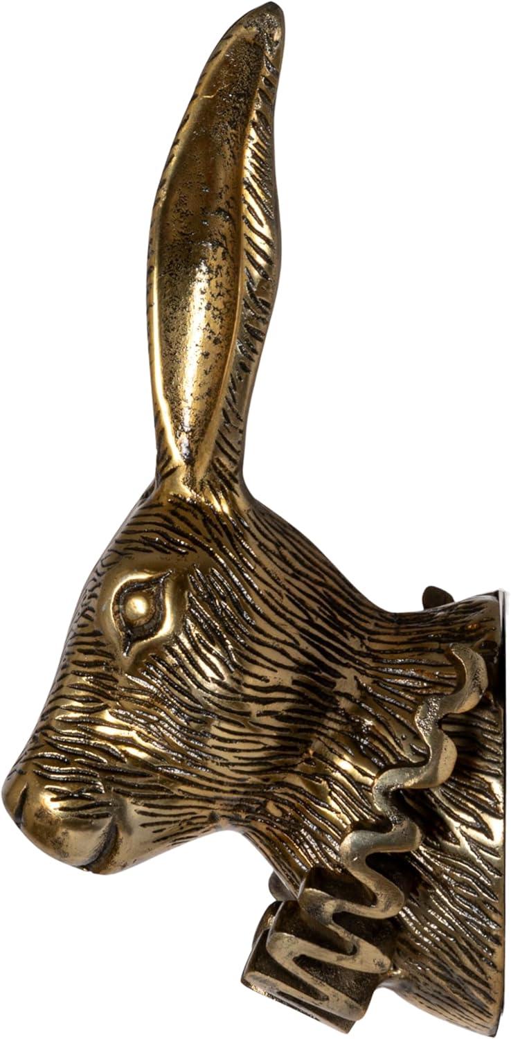 Creative Co-Op Cast Aluminum Rabbit Head with Ruff Collar Wall Décor, Antique Brass Finish