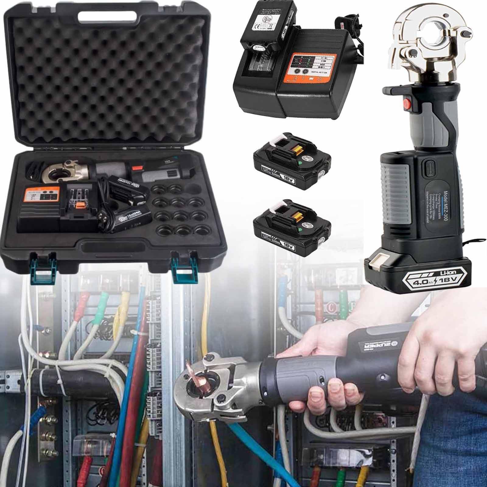 Elektryczna hydrauliczna zaciskarka przewodów,szczypce przewodów elektrycznych Ręczne narzędzie zaciskania 10–300 mm² Materiał z węglika spiekanego,narzędzie do zaciskania