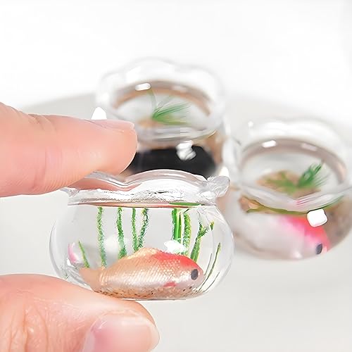 Cuencos de peces dorados en miniatura para casa de muñecas accesorios realistas de resina, bonitas figuras de animales, superficie lisa, decoración