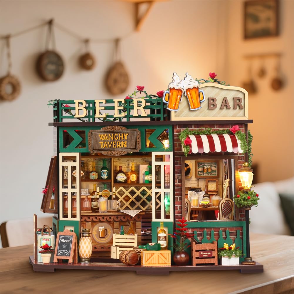 DIY Puppenhaus Dessertladen - Miniatur Holzmöbel Set Mit LED Beleuchtung